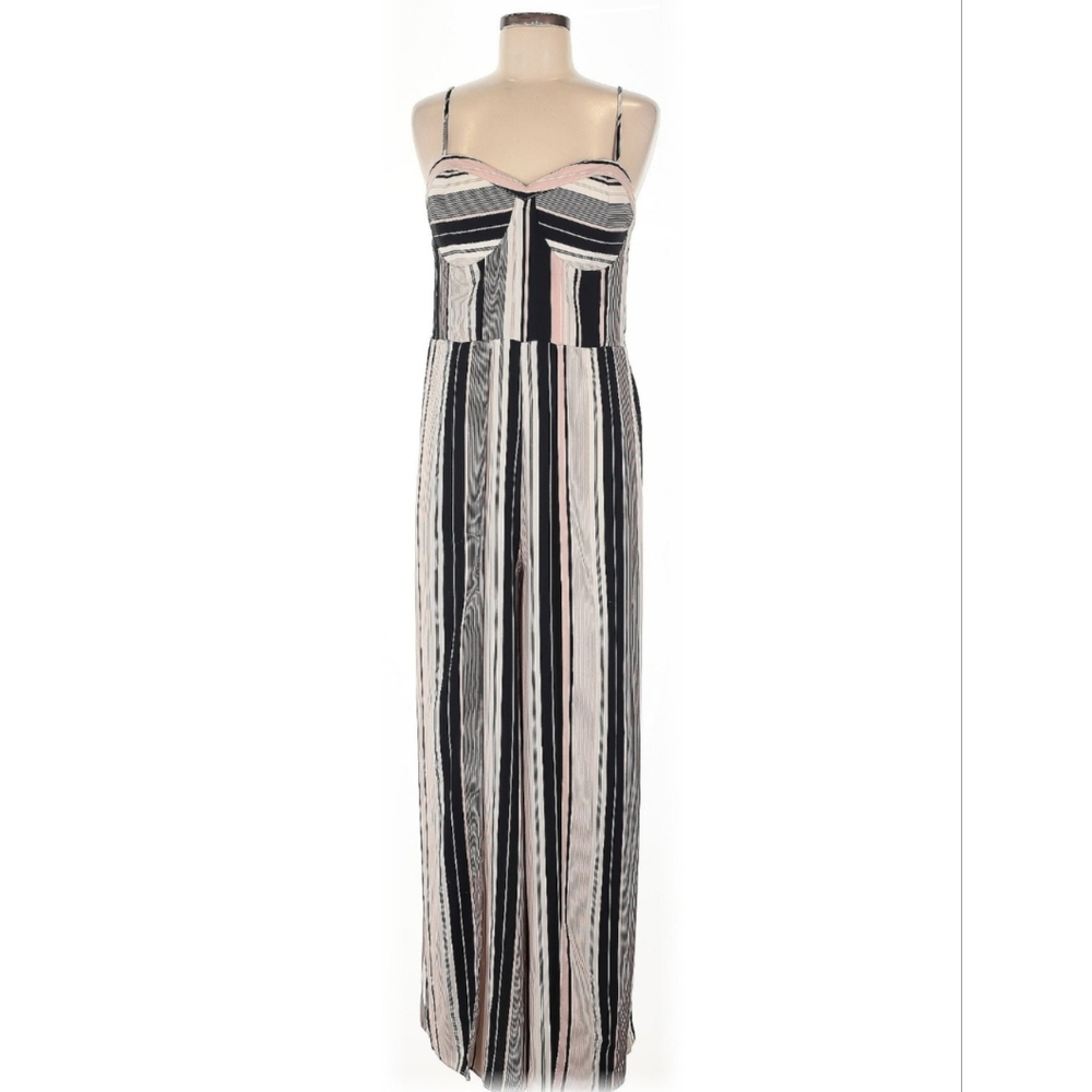 NWT Spaghetti Strap Striped Black and Pink Jumpsuit